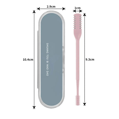 Portable Manual Nose Hair Trimmer - Waterproof Double Head Hair Remover with Storage Box for Men & Women