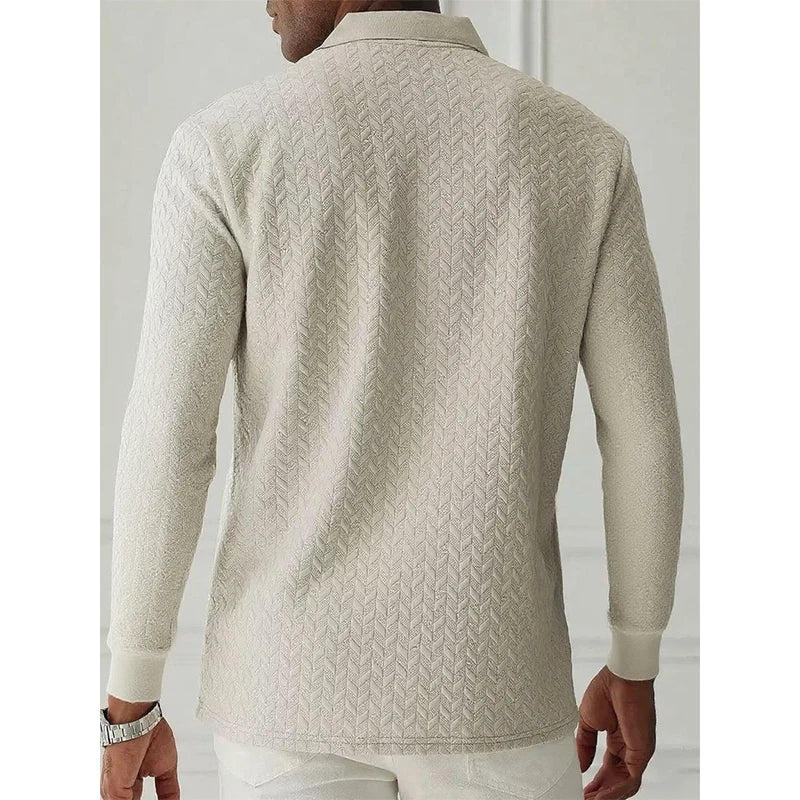 Men’s Long Sleeve Polo Shirt - High Quality Business Casual T-Shirt for Office and Fashion Style