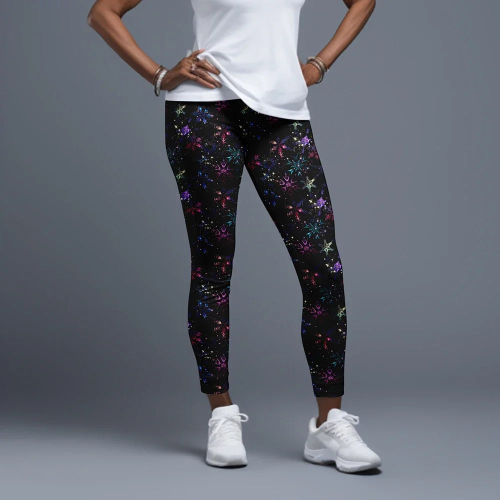 LETSFIND Women High Waist Winter Fitness Leggings, 3D Christmas Print Full Length Stretch Yoga & Casual Trousers
