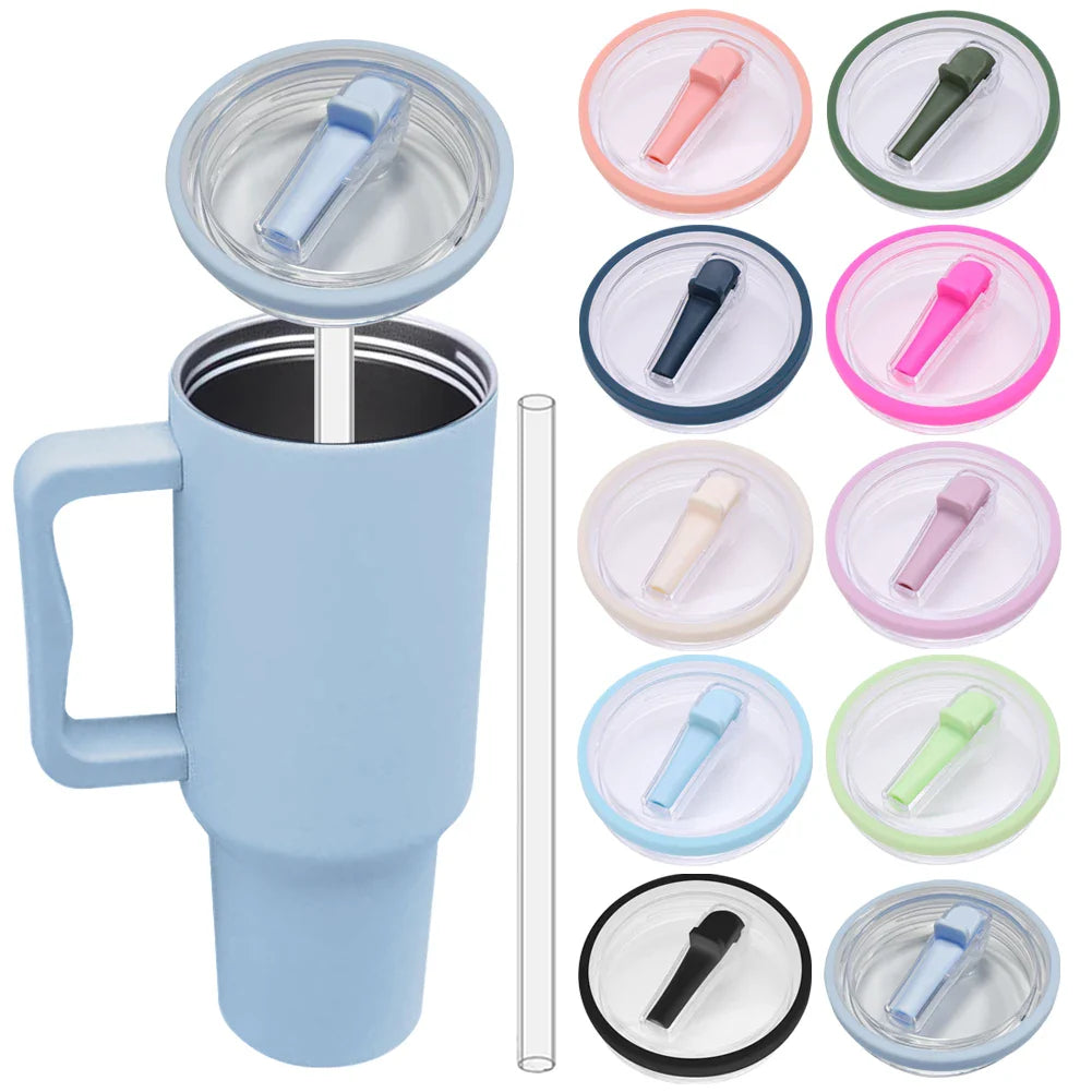 40oz Tumbler Flip Straw Lid – Spill-Proof, Reusable Replacement Cover for Stanley Cups