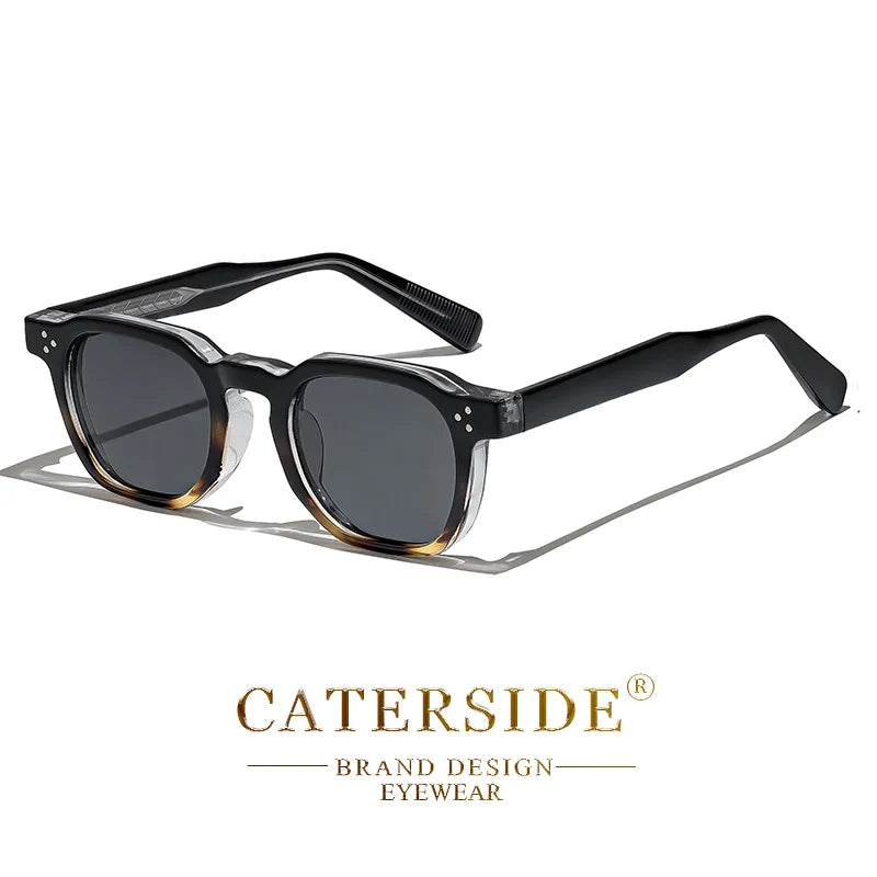 CATERSIDE Retro Punk Square Sunglasses – 2-Piece Fashion Set for Men & Women, Party & Festival Gift Glasses