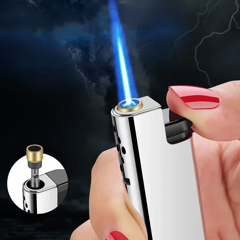 Outdoor Windproof Blue Flame Lighter – Direct Injection Cigarette Lighter for Camping & Smoking Tools (1/50 Pack)