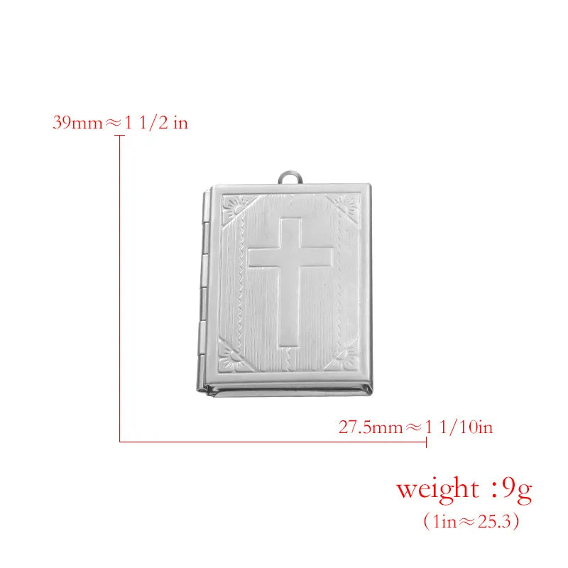Stainless Steel Photo Locket Charms - 5-Piece Heart, Round & Square Memory Pendant Set