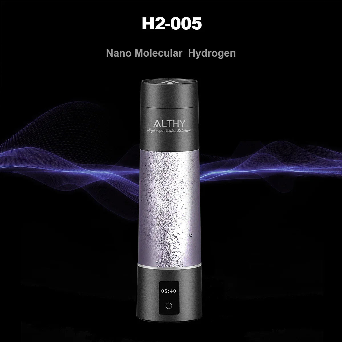 ALTHY Molecular Hydrogen Water Generator Bottle - DuPont SPE&PEM Dual Chamber Ionizer with Charging & Time Display