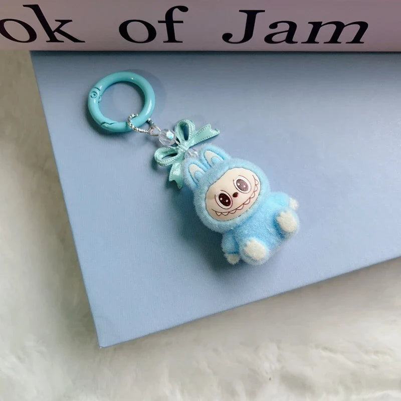 Plush Baby Keychain Bowknot Bag Pendant Hanging Charm for Phone Car Backpack Labobu Gift