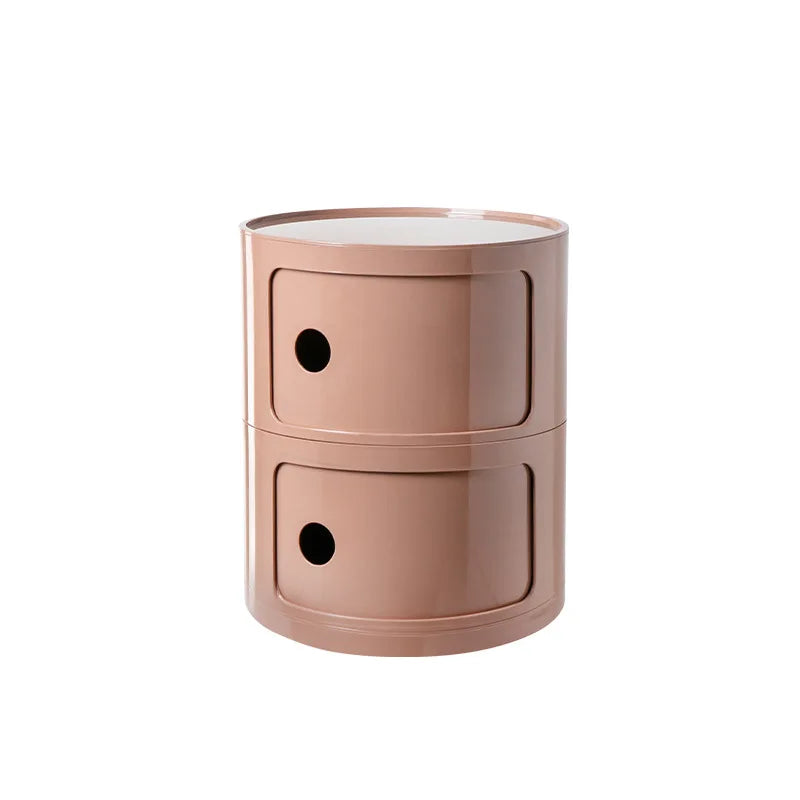Nordic Minimalist White Bedside Table – Modern Round Plastic Side Cabinet, Small Creative Storage Unit