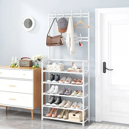 Multi-Layer Shoe and Hat Rack - Multifunctional Floor Standing Storage for Shoes, Sneakers, and Coats, Dormitory Organizer Cabinet