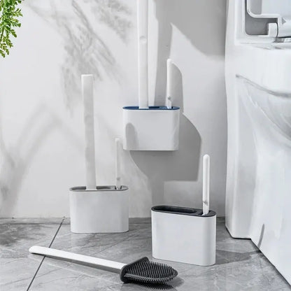 Wall Mounted Silicone Toilet Brush - Quick Drying Waterproof WC Cleaner with Soft Bristles Bathroom Accessory