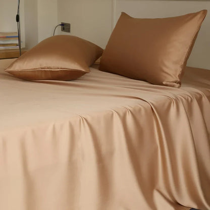 100% Mulberry Silk Bed Sheet Set - Luxury Silk Bedding with Fitted Sheet, Flat Sheet & Pillowcases