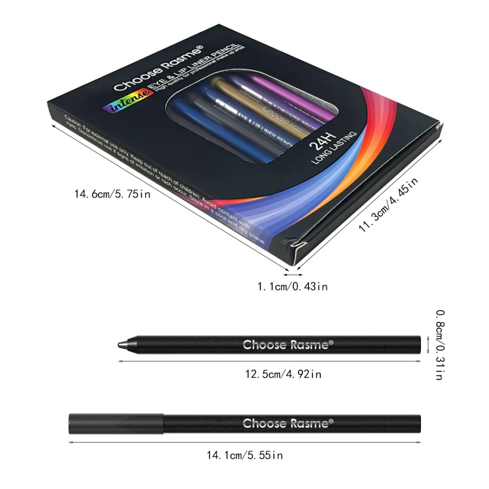 12-Piece Waterproof Eyeliner Set - Shimmer Eyeshadow & Highlighter Pens