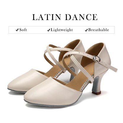 DKZSYIM Women’s Dance Shoes - Latin Tango Jazz Party Dancing Shoes with Lace-Up Closure, Suede Sole, Closed Toe & Microfiber Leather, 7 Colors