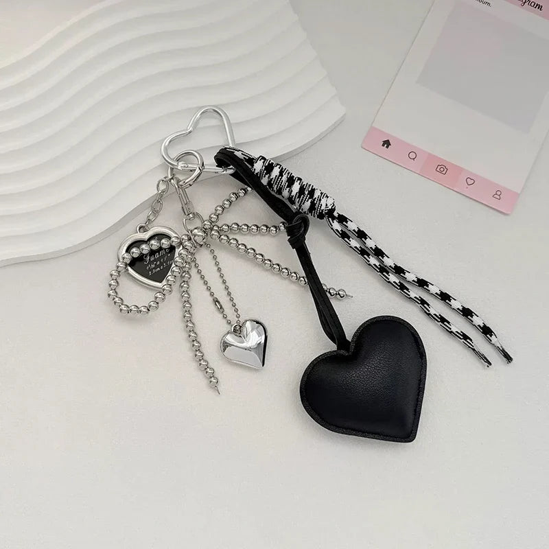 Bow Bag Keychain - Heart Charm Phone Strap Braided Pendant
