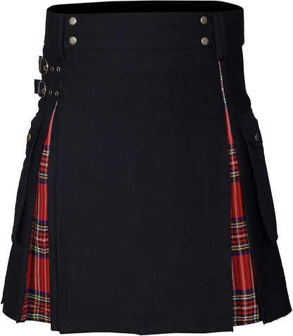 Men's Utility Kilt – 100% Cotton Jeans Hybrid with Modern Box Pleated Tartan, Traditional Design