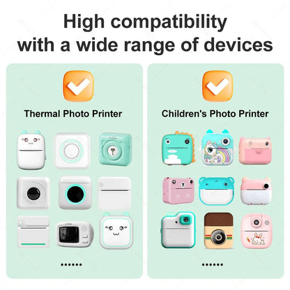 57x25mm Thermal Label Paper Rolls - Adhesive Sticker Refill for Mini Printers & Kids Instant Cameras