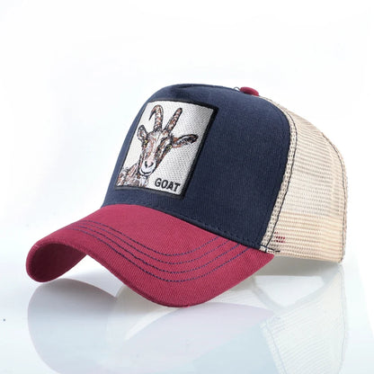 Goat Patch Trucker Cap - Embroidered Adjustable Snapback Baseball Hat for Men & Women