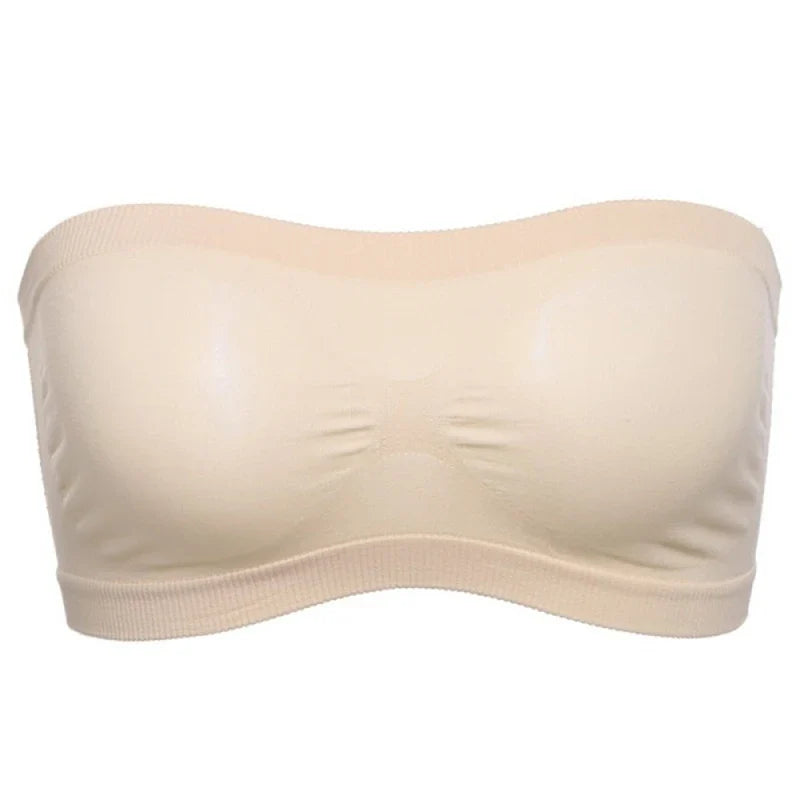 Women’s Sexy Strapless Crop Top Bra – Breathable Mesh Bandeau, Invisible No-Pad Summer Brassiere