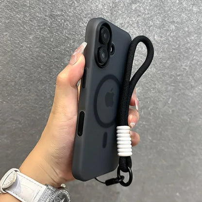 MagSafe Candy Color Lanyard Case - Matte Soft Cover with Hand Wrist Strap for iPhone 16 15 14 13 12 11 Pro Max Plus 16e