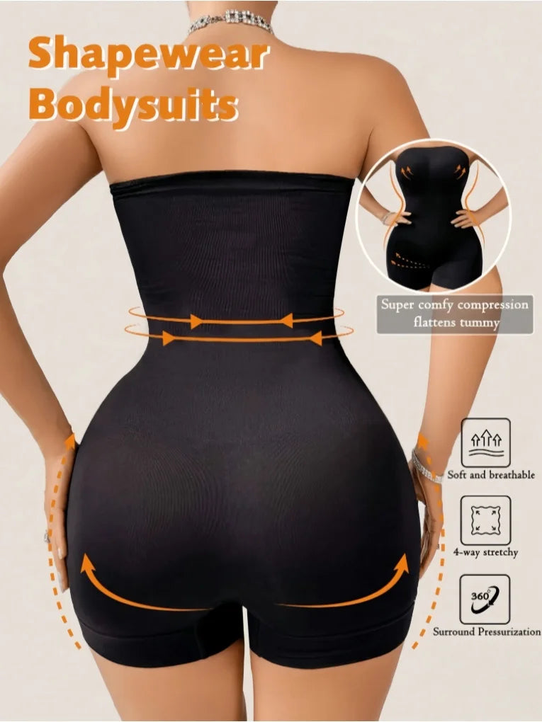 Women's Seamless Tummy Control Shapewear Bodysuit - Full Body Slimming Compression with Shorts