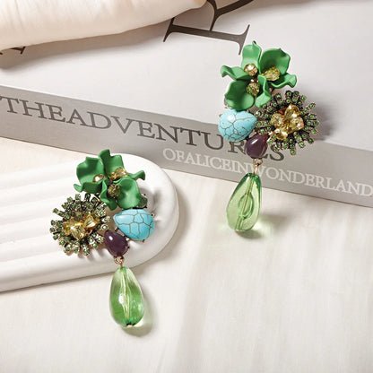 Zvoijio Resin Flower Drop Earrings - Personalized Trendy Long Water Drop Jewelry for Women