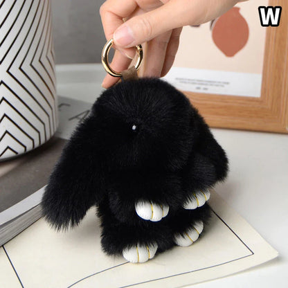 15cm Rabbit Fur Keychain – Fluffy Bunny Pendant for Women’s Bags, Car Keys & Decorative Accessories Gift