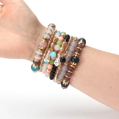 Bohemian Stackable Bead Bracelets - Multilayer Charm Stretch Bangles for Women