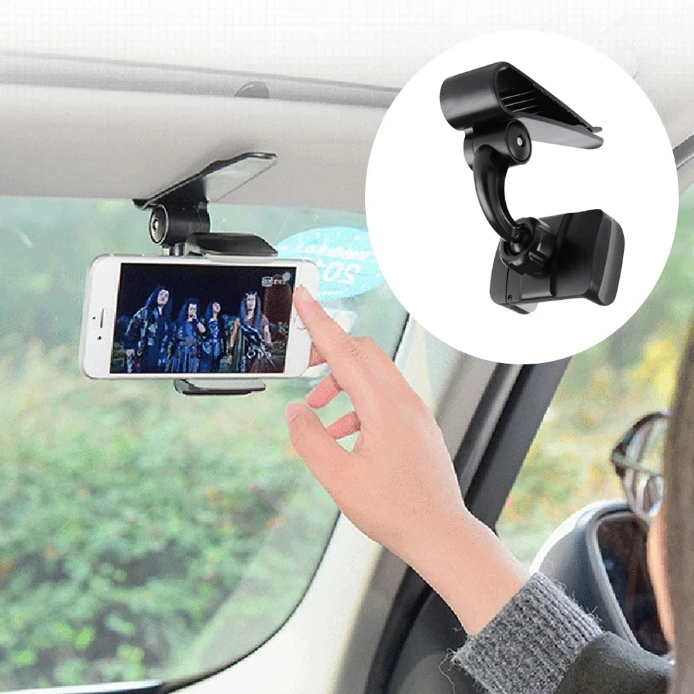 Car Sun Visor Phone Holder - 360° Rotating Universal Navigation Mount Clip