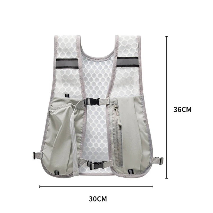Lightweight Reflective Running & Biking Vest – Hydration Pack with Water Bottle Holder & Phone Storage Chest Bag