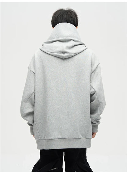 Autumn Ninja Streetwear Turtleneck Hoodie for Men – Letter Embroidered Hip Hop Fashion Sweatshirt, Y2K Vintage Fleece