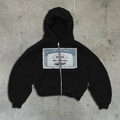 Y2K Retro Autumn Hoodies for Men & Women – Personalized Printed Street Style Long Sleeve Hooded Cardigan