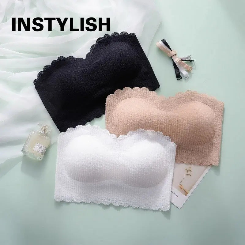 Women’s Seamless Strapless Bralette – Wireless Push-Up Tube Top Bra, Invisible Support Lingerie for Wedding & Everyday Wear