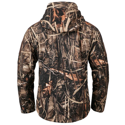 Men’s Camouflage Soft Shell Jacket - Waterproof Warm Fleece Tactical Hunting and Outdoor Hooded Coat