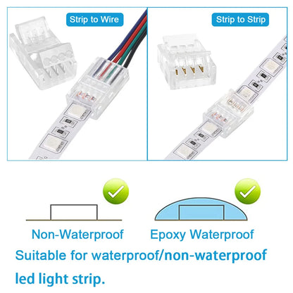 5PCS LED Strip Connectors - 8mm 10mm Solderless Strip to Wire Clips Adapter for 2Pin 3Pin 4Pin SMD 5050 2811 Lights
