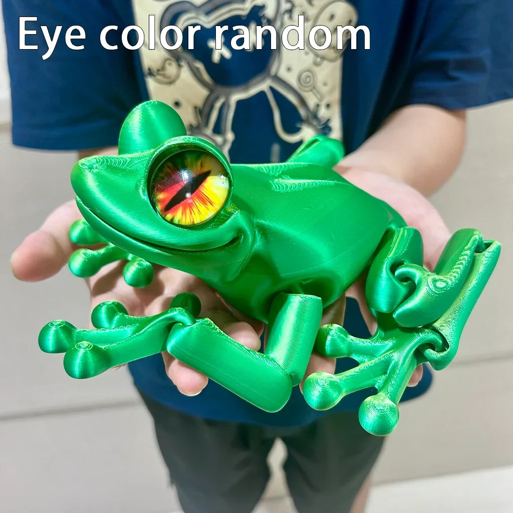 3D Printed Frog Statue - Flexible Fidget Animal Figure for Desk and Home Decor