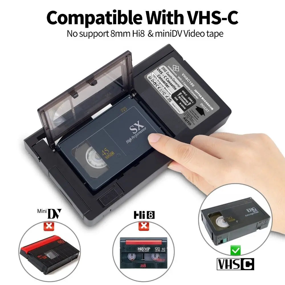 Classic VHS-C Tape Adapter - Vintage VHS Cassette Converter Box for VHS to VHS-C Video Tape Conversion