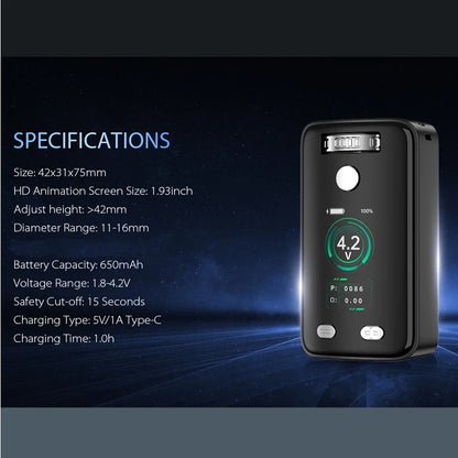 Yocan Uni 3 Portable Electronic Soldering Iron – 650mAh Adjustable 510 Thread Welding Tool (1.8V–4.2V)