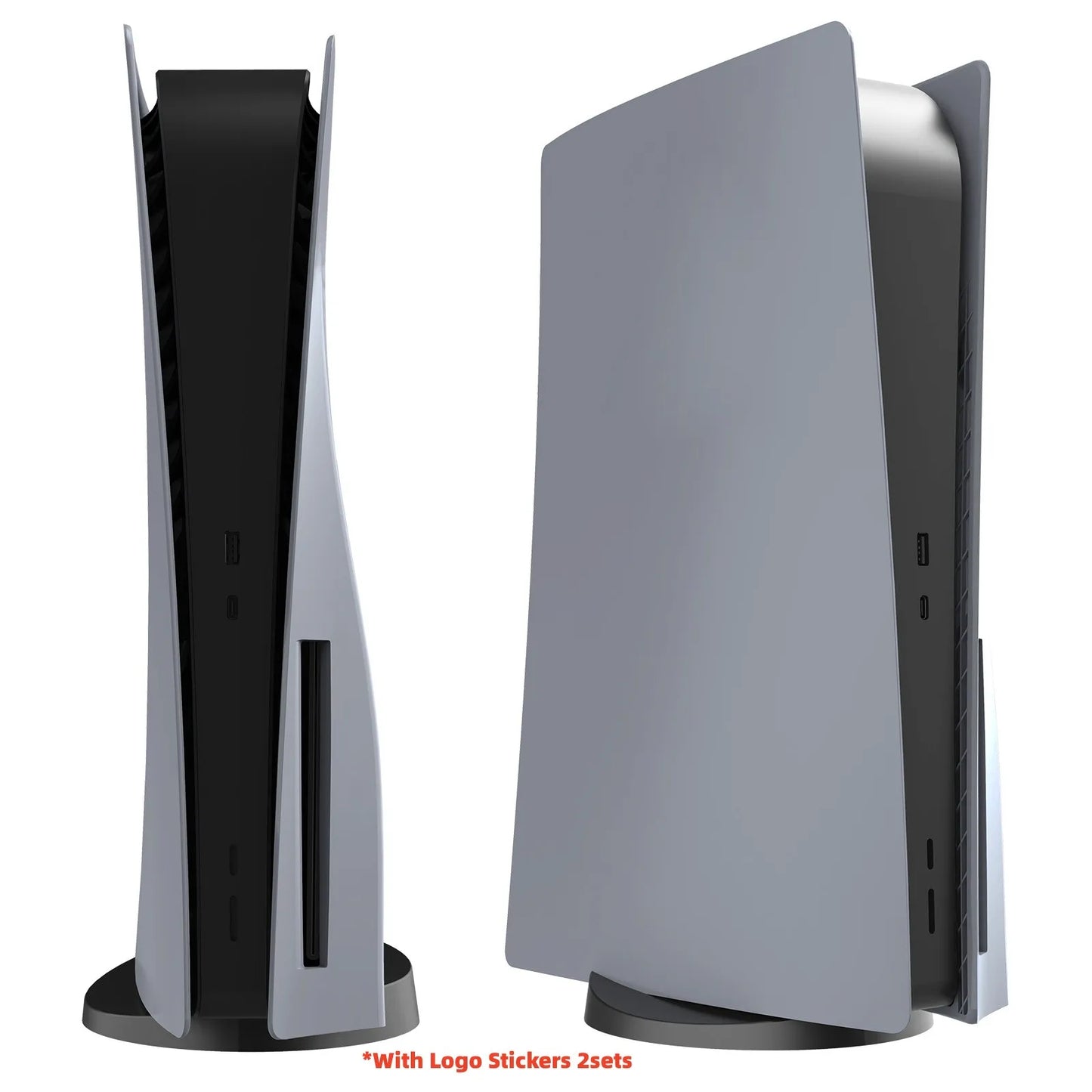 PS5 30th Anniversary Replacement Faceplate Shell – Gray Hard Plastic Cover with Logo Vinyl Sticker for PS5 Console