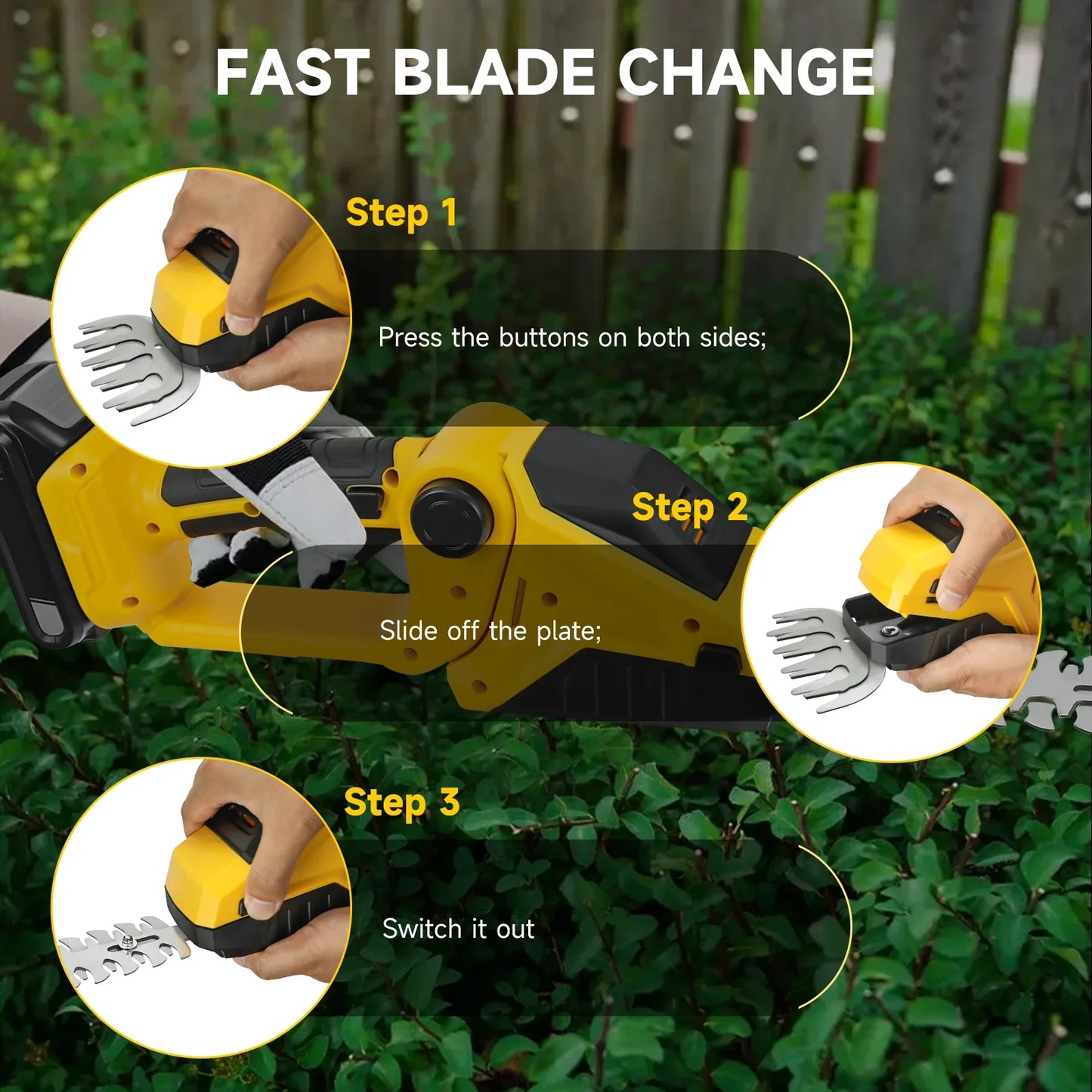 2-in-1 Cordless Hedge Trimmer & Grass Shears for DeWalt 20V Battery – Handheld Electric Garden Tool (Battery Not Included)