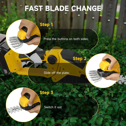 2-in-1 Cordless Hedge Trimmer & Grass Shears for DeWalt 20V Battery – Handheld Electric Garden Tool (Battery Not Included)
