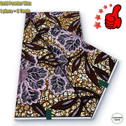 2026 African Real Wax Fabric - 100% Cotton Ankara Glitter Gold Print Batik Pagne for Women’s Fashion & Sewing