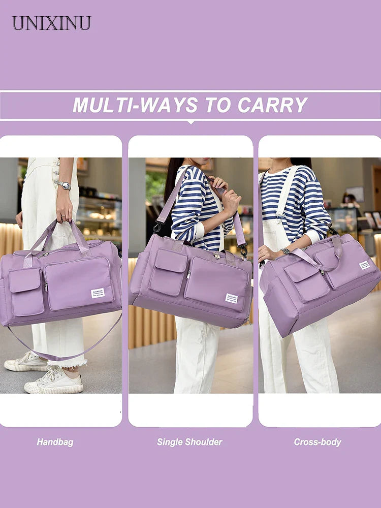 UNIXINU Large Capacity Carry-On Travel Bag: Weekender Duffle with Shoe Compartment - Perfect for Women's Sports & Fitness