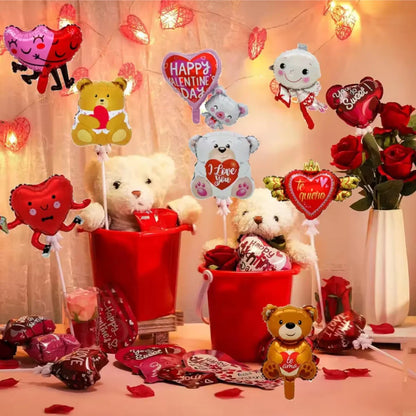 60in Standing Teddy Bear Balloon – Cute Love-Shaped Decoration for Romantic Valentine’s Day, Proposal, Wedding & Birthday Party