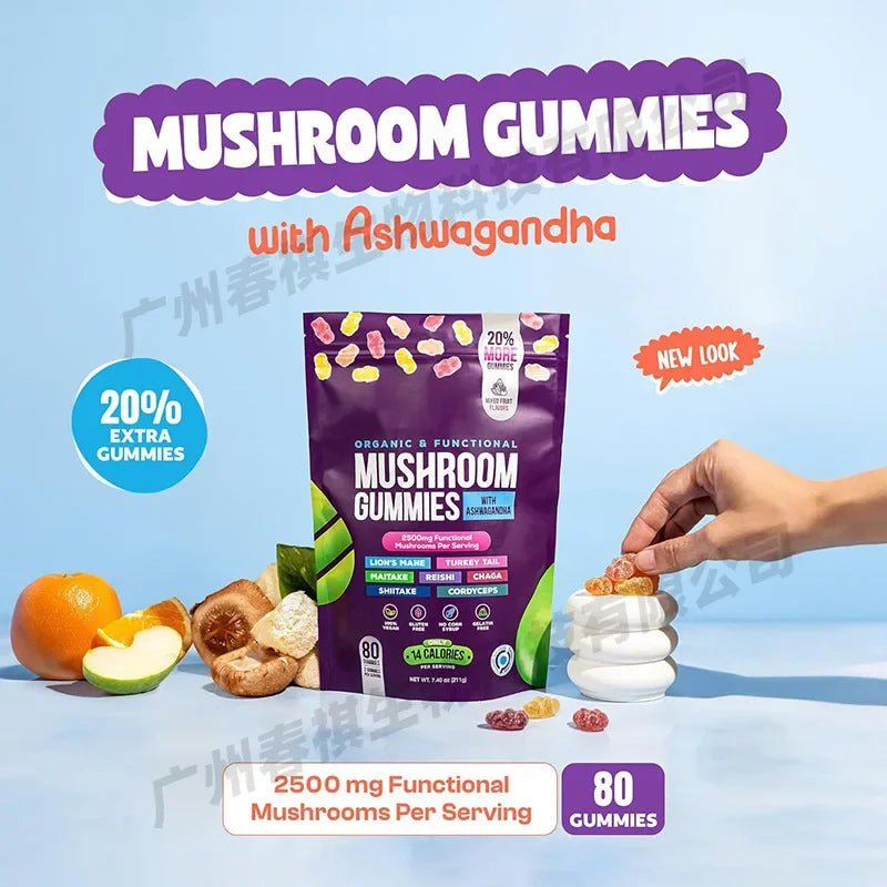 Mushroom Gummies - Immune Support & Cardiovascular Health Supplement for Daily Wellness