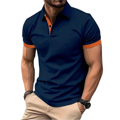 Men's Color Block Polo Shirt - Casual Slim Fit England Style Short Sleeve Streetwear Polo