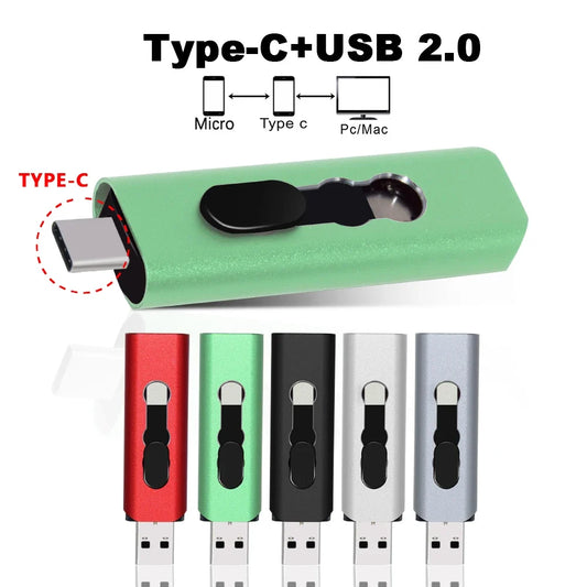 OTG USB 2.0 Type-C Flash Drive – Multi Capacity 4GB/8GB/16GB/32GB/64GB/128GB Pen Drive, Portable Memory Stick for Type-C Devices & Data Storage