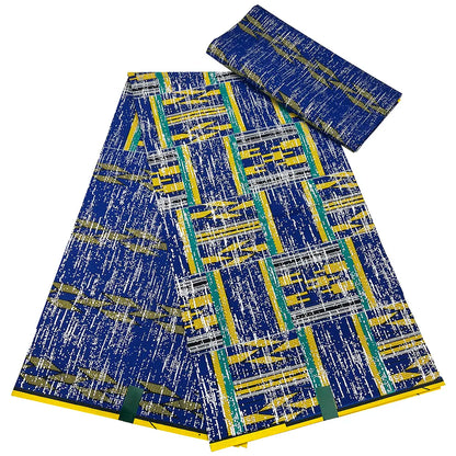 Kente Golden Wax Cotton Fabric - African Dutch Nigerian Ankara Batik Party Dress Fabric 2+4 Yards