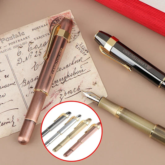 Antique Brass Pocket Rollerball Pen - Short Portable Smooth Writing Pen for Office, School & Gifts