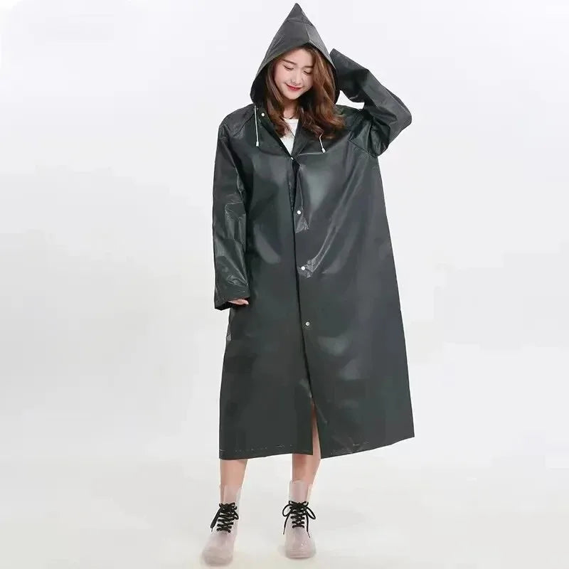 Waterproof EVA Hooded Raincoat for Adults – Thickened Outdoor Rainwear for Men & Women, Full Body Cover Poncho Jacket