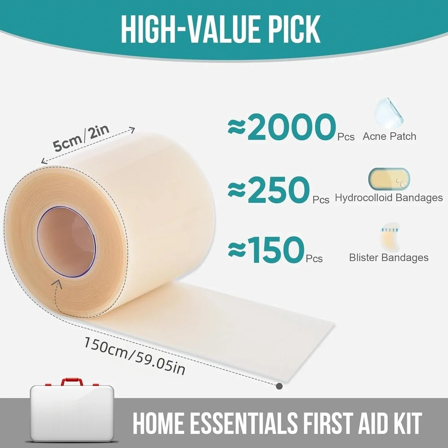 Pimple Patch Wound Dressing Roll - Cuttable Skin-Friendly Adhesive Tape for Clean Skin Protection