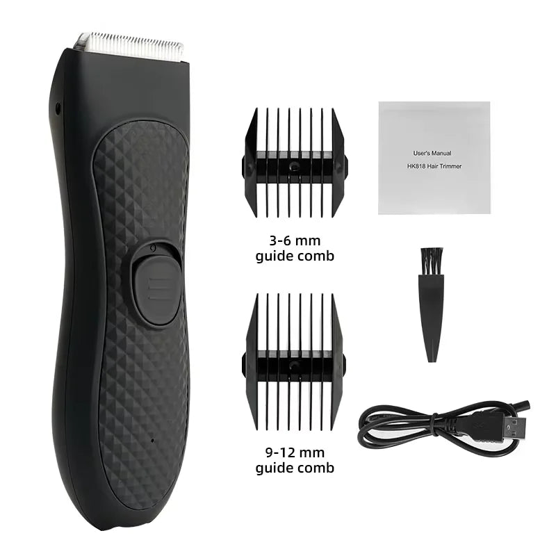 Men’s Electric Groin & Body Hair Trimmer – Rechargeable Clipper for Pubic and Intimate Areas Grooming