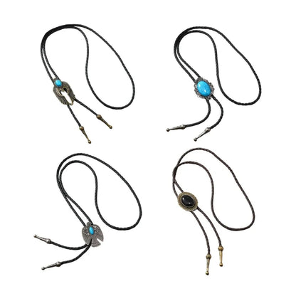American Bolo Tie – Punk Vintage Metal Bird Stone Cowboy Hat Pendant, Western Necklace & Costume Accessories